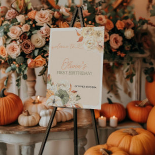 A Little Pumpkin Autumn Birthday Welcome Sign