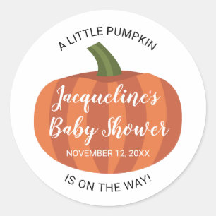 A Little Pumpkin Autumn Fall Baby Shower Classic Round Sticker