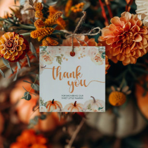 A Little Pumpkin Autumn Fall Baby Shower Favour Tags