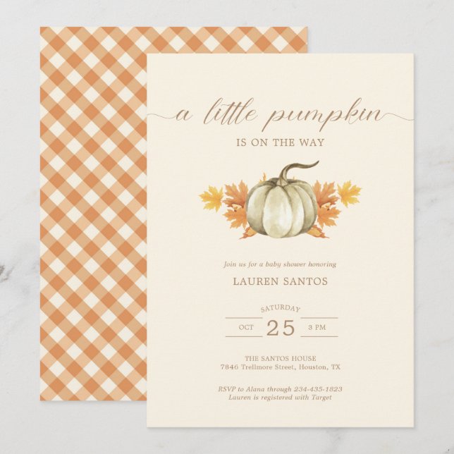 A Little Pumpkin – Autumn Fall Baby Shower |  Invitation (Front/Back)