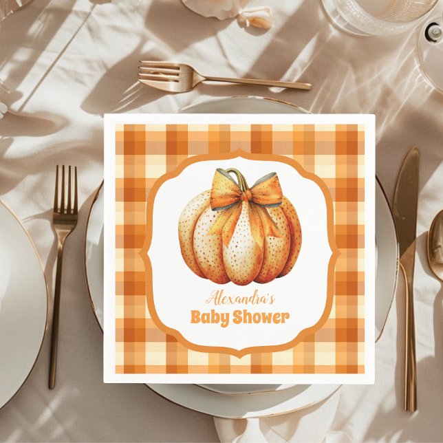 A Little Pumpkin Autumn Fall Baby Shower Napkin (Creator Uploaded)