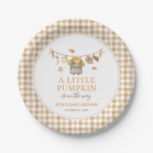 A Little Pumpkin Autumn Fall Baby Shower Paper Plate