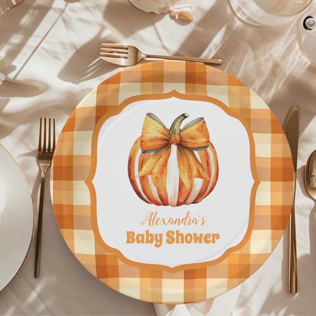 A Little Pumpkin Autumn Fall Baby Shower Paper Plate (Creator Uploaded)