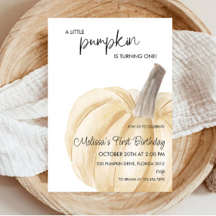 A Little Pumpkin Autumn Fall Birthday Party Invitation