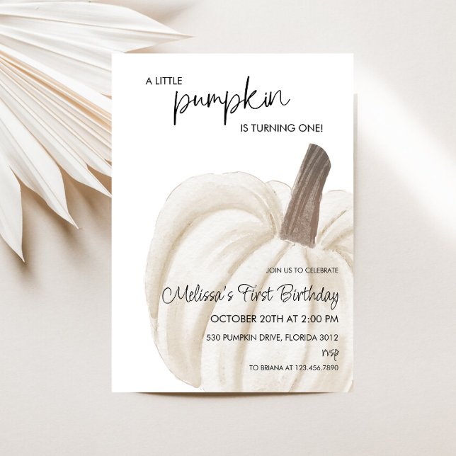 A Little Pumpkin Autumn Fall Birthday Party Invitation (Creator Uploaded)