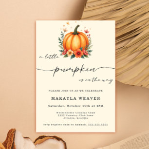 A Little Pumpkin Autumn Fall cute Baby Shower Invitation