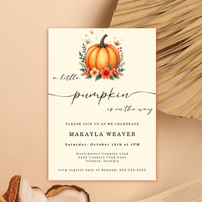A Little Pumpkin Autumn Fall cute Baby Shower Invitation (Creator Uploaded)
