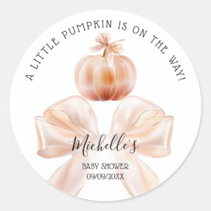 A Little Pumpkin Autumn Fall Floral Baby Shower Classic Round Sticker