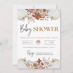 A Little Pumpkin Autumn Fall Floral Baby Shower  Invitation