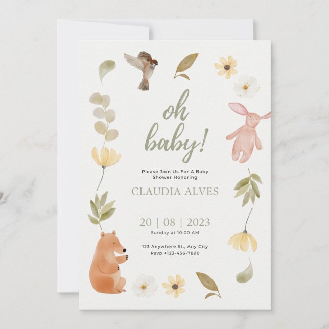 A Little Pumpkin Autumn Fall Floral baby shower Invitation (Front)