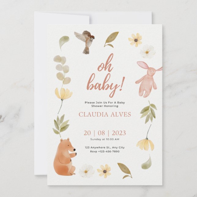 A Little Pumpkin Autumn Fall Floral baby shower Invitation (Front)