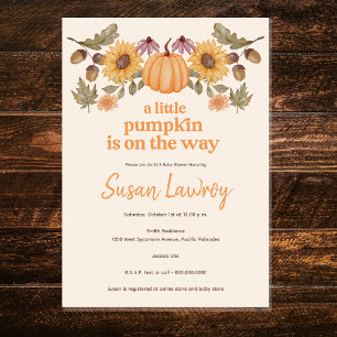 A Little Pumpkin Autumn Fall Floral Baby Shower  Invitation