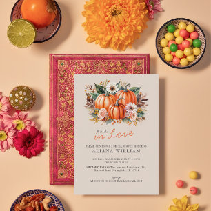 A Little Pumpkin Autumn Fall Floral Baby Shower  Invitation