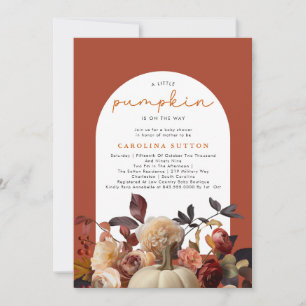 A Little Pumpkin Autumn Fall Floral Baby Shower  Invitation