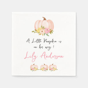 A Little Pumpkin Autumn Fall Floral Baby Shower Napkin