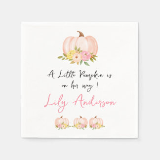 A Little Pumpkin Autumn Fall Floral Baby Shower Napkin