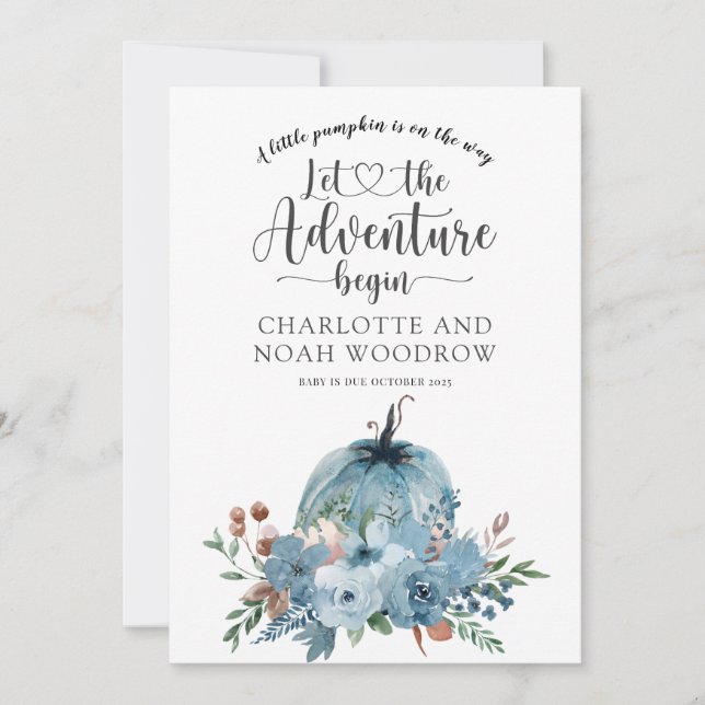 A Little Pumpkin Autumn Floral Pregnancy Announcement (Front)