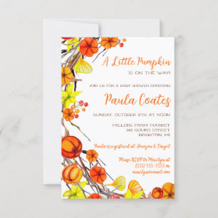 A Little Pumpkin Autumn Wreath Baby Shower Invitation