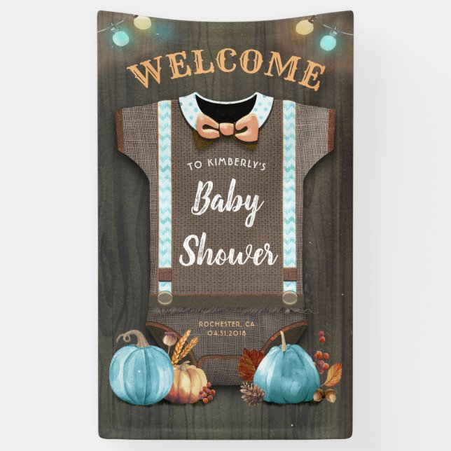 A Little Pumpkin | Baby Shower | Baby Boy Banner (Vertical)