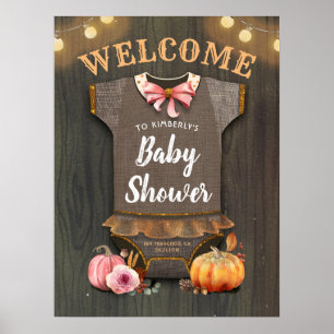 A Little Pumpkin   Baby Shower   Baby Girl Banner Poster