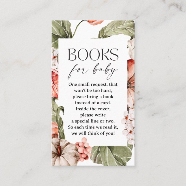 A Little Pumpkin Baby Shower Books for Baby Business Card (Front)