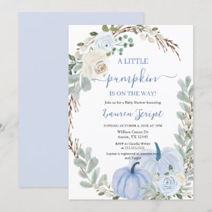A little pumpkin Baby Shower Boy Invitation