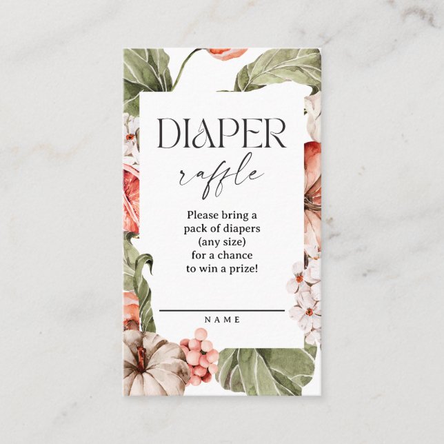 A Little Pumpkin Baby Shower Diaper Raffle Cards (Front)