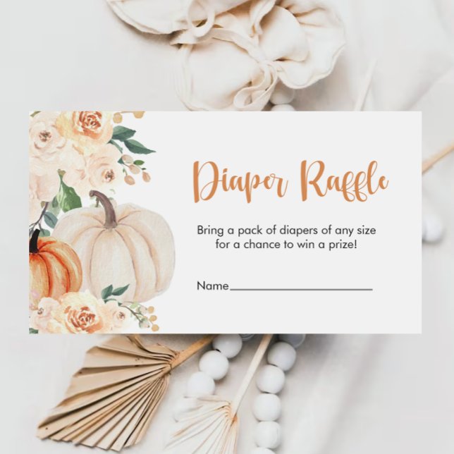 A Little Pumpkin Baby Shower Diaper Raffle Tickets Enclosure Card (Creator Uploaded)