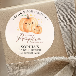 "A Little Pumpkin" Baby Shower – Fall Theme Classic Round Sticker