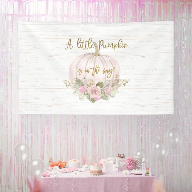 A Little Pumpkin Baby Shower Girl Banner (Party)