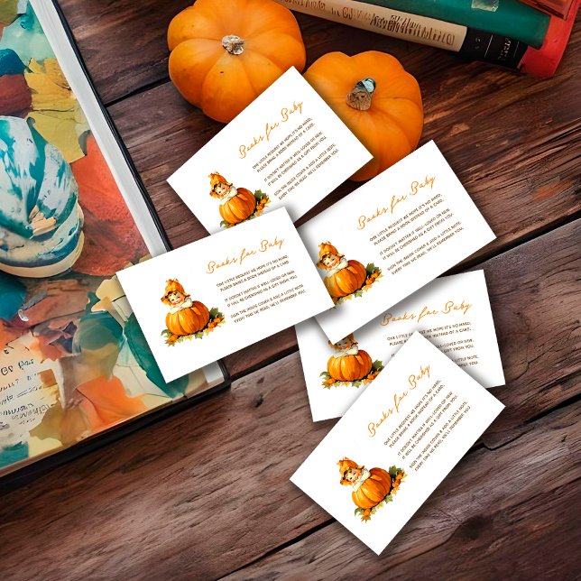 A Little Pumpkin Baby Shower Girl Books for Baby Enclosure Card (Creator Uploaded)