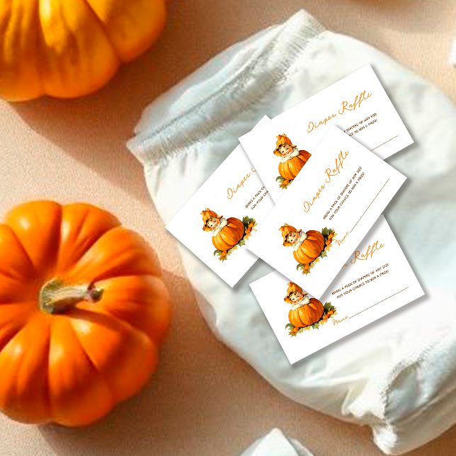 A Little Pumpkin Baby Shower Girl Diaper Raffle  Enclosure Card (Creator Uploaded)