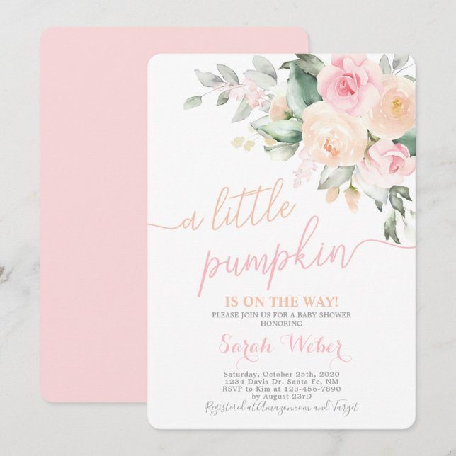 A little Pumpkin baby shower girl Invitation (Front/Back)