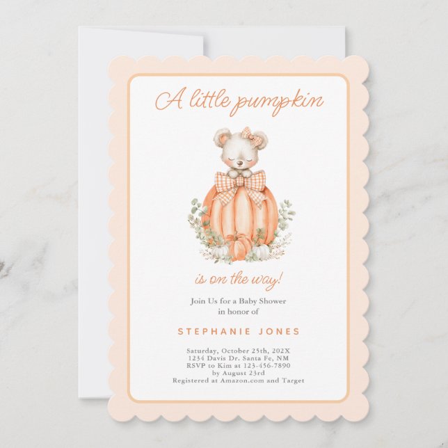 A Little Pumpkin Baby Shower girl Invitation (Front)