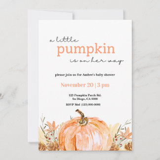 A little pumpkin baby shower Invitation