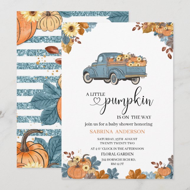 A little pumpkin baby shower invitation (Front/Back)