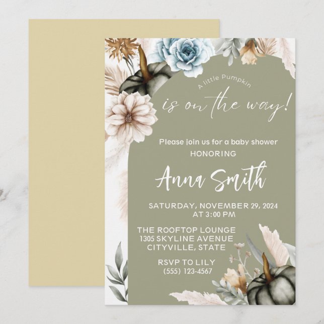 a little pumpkin baby shower invitations (Front/Back)