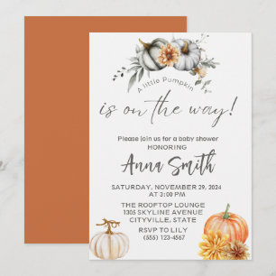 a little pumpkin baby shower invitations