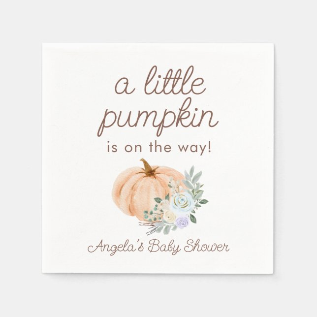 A Little Pumpkin Baby Shower Napkin (Front)