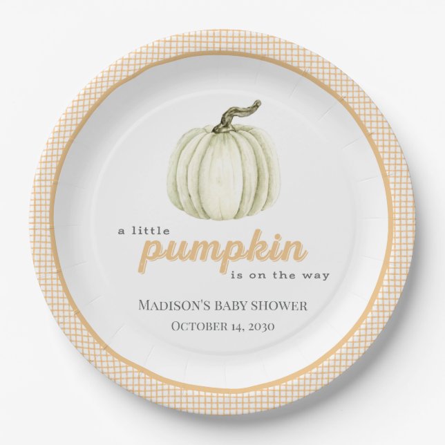 A Little Pumpkin Baby Shower Paper Plate (Front)