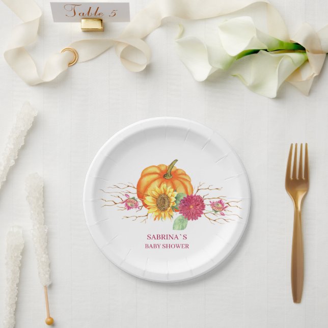A little pumpkin baby shower paper plates (Wedding)