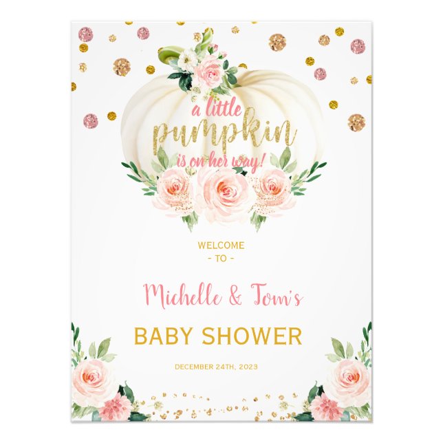 A Little Pumpkin Baby Shower Photo Print (Front)