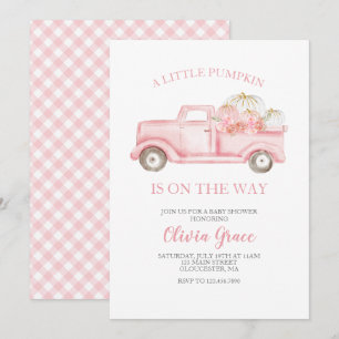 A Little Pumpkin Baby Shower Pink Truck Invitation