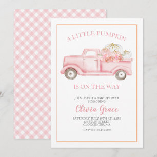 A Little Pumpkin Baby Shower Pink Truck Invitation