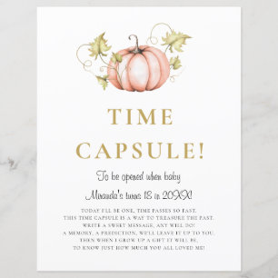 A Little Pumpkin Baby Shower Time Capsul Sign