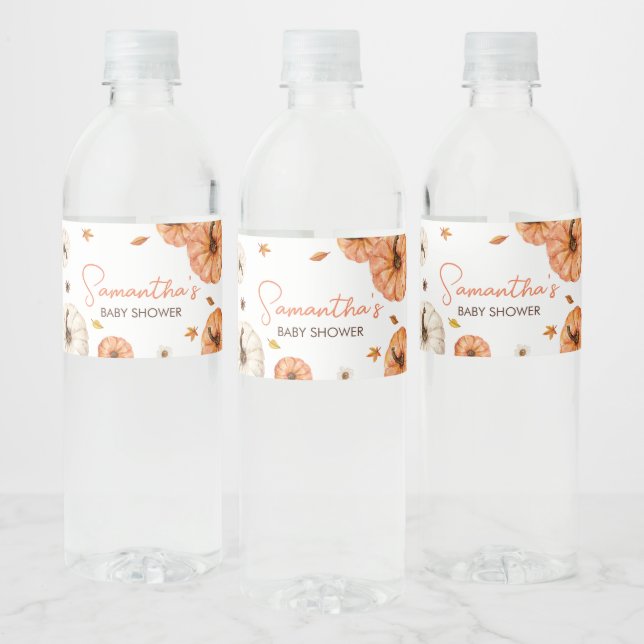 A Little Pumpkin Baby Shower Water Bottle Label (Bottles)