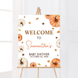 A Little Pumpkin Baby Shower Welcome Poster