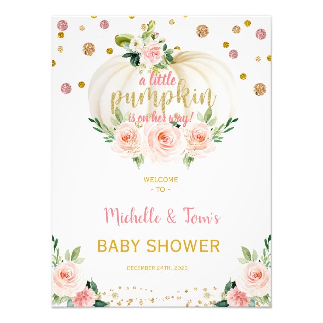 A Little Pumpkin Baby Shower Welcome Sign (Front)