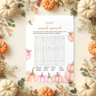 A Little Pumpkin Baby Shower | Word Search Game Invitation