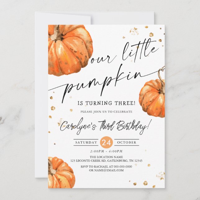 A Little Pumpkin Birthday Party Baby Shower Invita Invitation (Front)